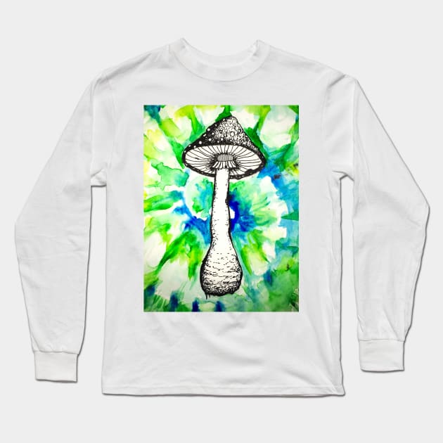 Watercolor Mushroom Long Sleeve T-Shirt by GhostFlowerDesigns